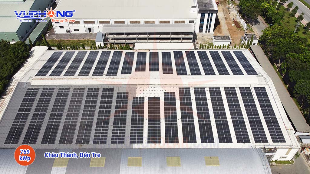 Hệ thống lắp điện mặt trời Nhựa Mekong – Bến Tre